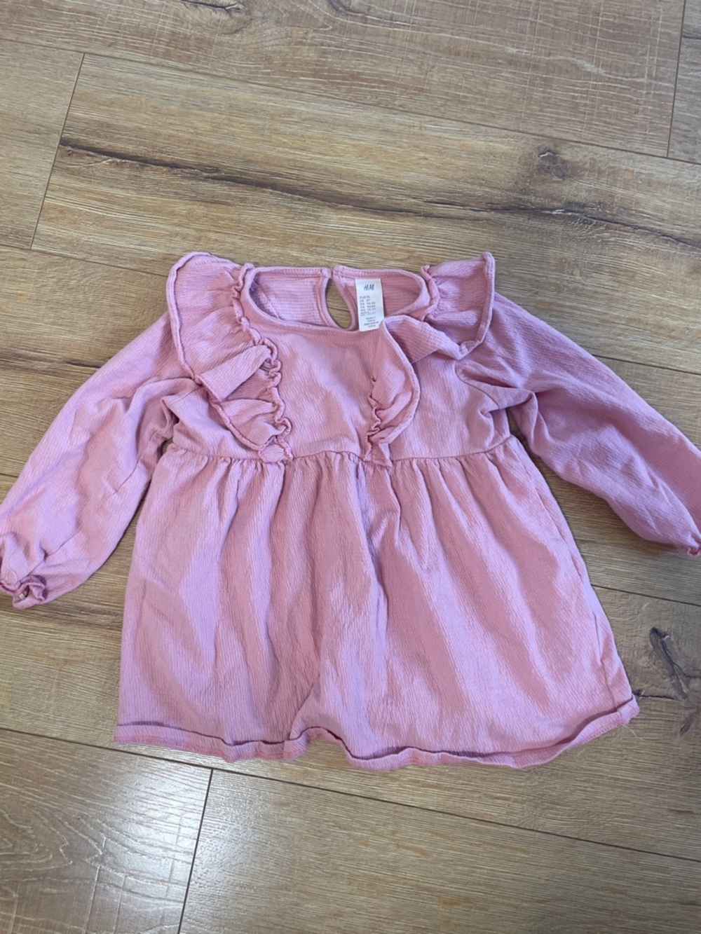 2T Girls' Pink Ruffle-Front Long Sleeve Top